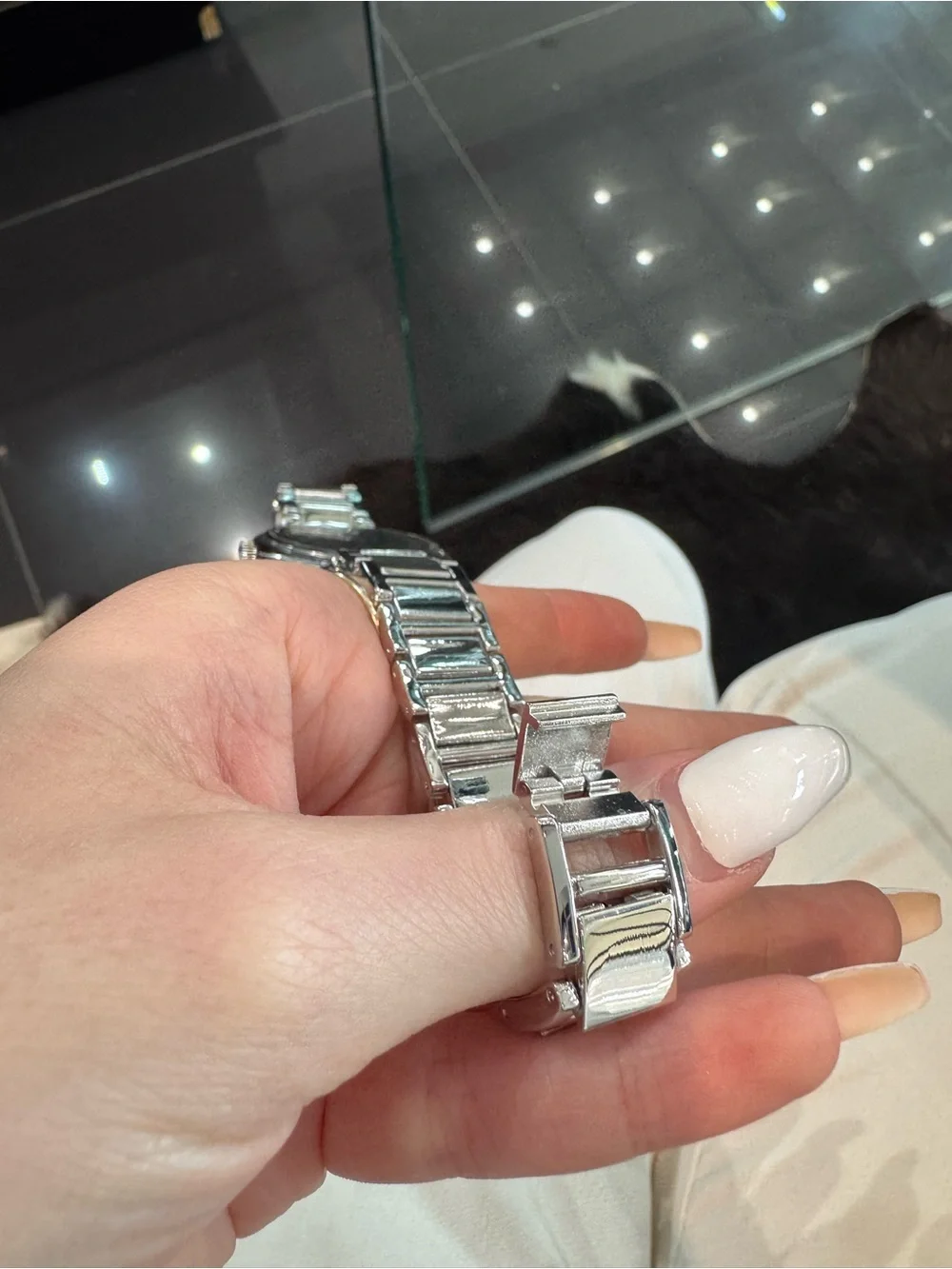 New DMQ CZ Women's 35mm Silver-Tone Crystal Dress Watch